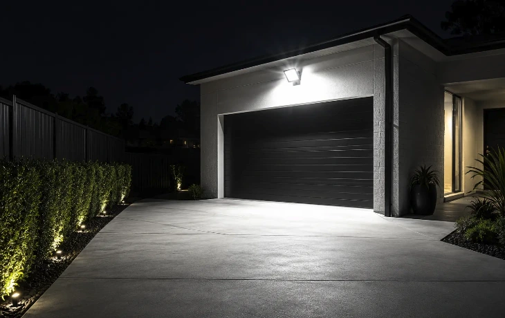Exterior driveway and garage lighting